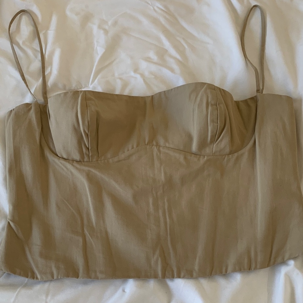 House of CB Tan Crop Bustier Top L+